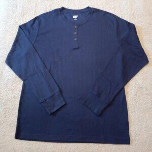 Lands' End Men's Henley Ribbed Knit Jersey Pajama Top, NWT
